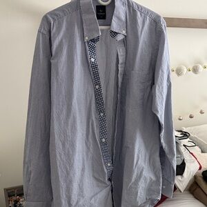 Tailorbyrd Navy and White Striped Shirt